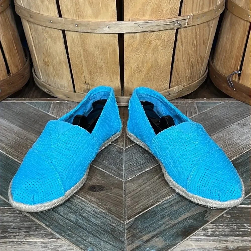 Toms Freetown Classic Turquoise Weave Slip-On Espadrilles Flats Womens Size 8.5